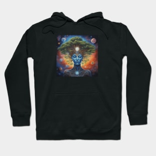 Cosmic woman with tree on head Hoodie